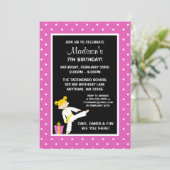 テコンド空手ピンクスターズブロンドガール誕生日 招待状 (スタンド正面)