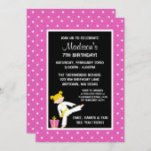 テコンド空手ピンクスターズブロンドガール誕生日 招待状 (正面/裏面)