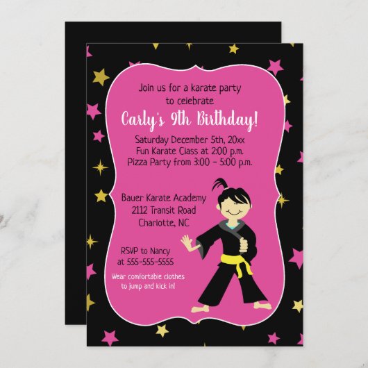 テコンド誕生日招待状 招待状 (正面/裏面)