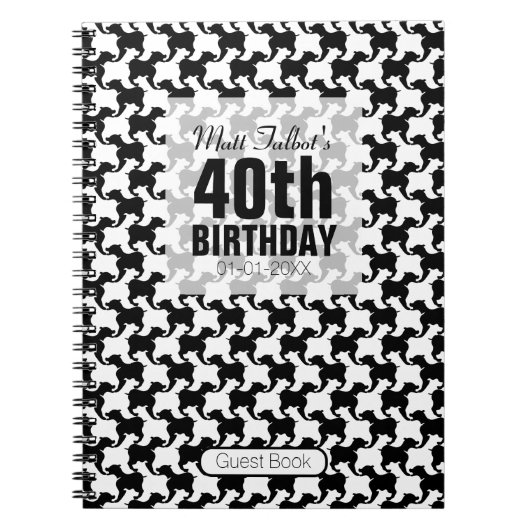 テサレーション千鳥格子のドッグ40thバースデーゲストB ノートブック (正面)