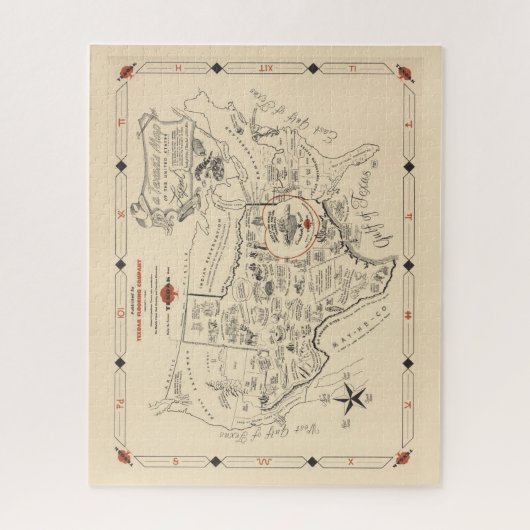 テシャンの州の統一された地図(テキサス州) ジグソーパズル (縦)