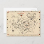 テシャンの州の統一された地図(テキサス州) ポストカード (正面/裏面)