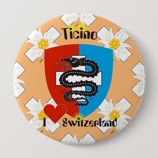 テシン語 – ティチーノ語 – Schweiz - Svizzzeraボタン 缶バッジ (正面)