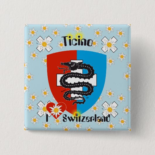 テシン語 – ティチーノ語 – Schweiz - Svizzzeraボタン 缶バッジ (正面)