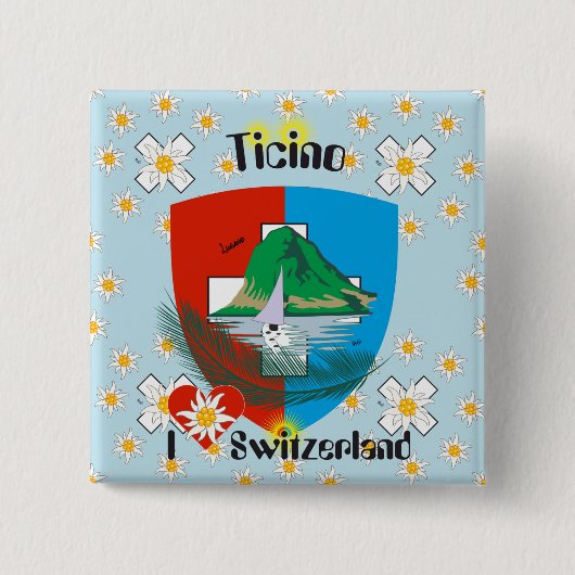 テシン語 – ティチーノ語 – Schweiz - Svizzzeraボタン 缶バッジ (正面)