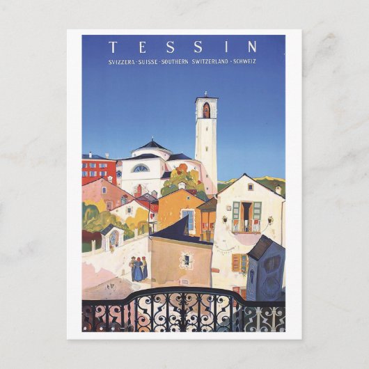 テシン,スイス,都市のビュー,ヴィンテージ旅行 ポストカード (正面)