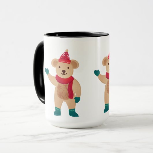 テスコのプッセイはおもしろいクリスマスの熊 マグカップ (正面左)