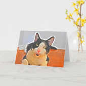 テスティーTuxedo猫誕生日カード カード (黄色い花)