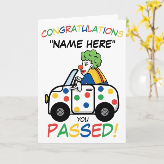 テストおもしろいおめでとうカードピエロジョーク カード (黄色い花)