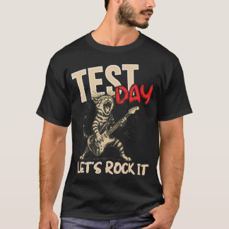 テストの日 Let's Rock It テスト ロック キャット Tシャツ