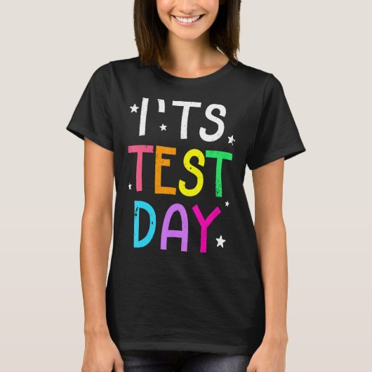 テストやる気を起こさせる日先生テスト日 Tシャツ (正面)