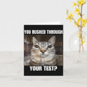 テストを慌てて終わらせた 猫 おもしろ テストの日 先生 カード (黄色い花)