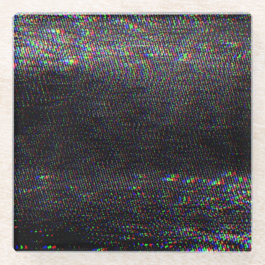 テストスクリーングリッチテクスチャの背景 ガラスコースター (正面)