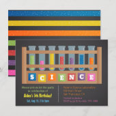 テストチューブ 科学 子供 誕生日パーティー招待状 招待状 (正面/裏面)