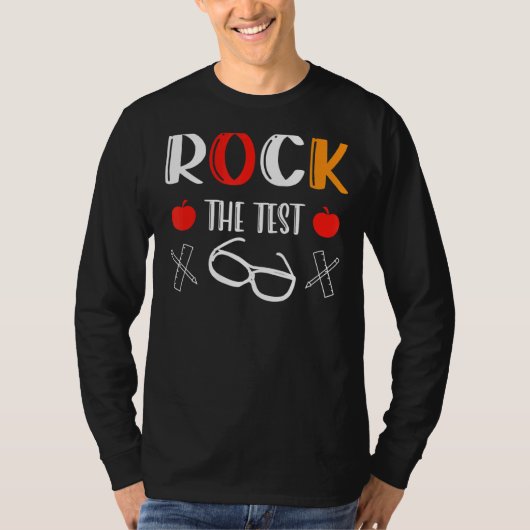 テスト先生のテスト日をロック Tシャツ (正面)