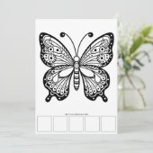 テスト宇宙付きバタフライアダルトカラーリングカード 招待状 (スタンド正面)