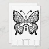 テスト宇宙付きバタフライアダルトカラーリングカード 招待状 (正面/裏面)