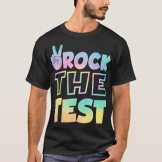 テスト実施日のレトロをロックすやる気を起こさせる教える Tシャツ