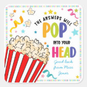 テスト幸運を治療クラス先生の答ポップ・アートのえ スクエアシール (正面)