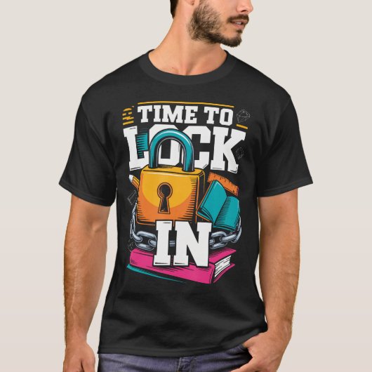 テスト当日にロックオン 面白い先生 学生 Tシャツ (正面)