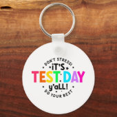 テスト日おもしろいすべてのテスト日先生学生 キーホルダー (正面)