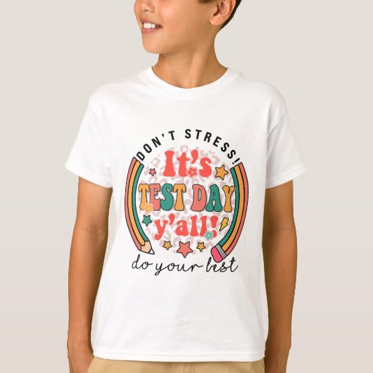 テスト日おもしろいすべてのテスト日先生学生 Tシャツ (正面)