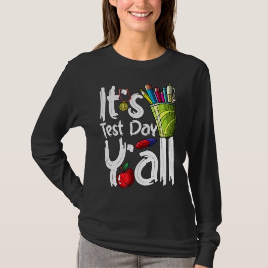 テスト日先生テスト日Y'all感謝 Tシャツ (正面)