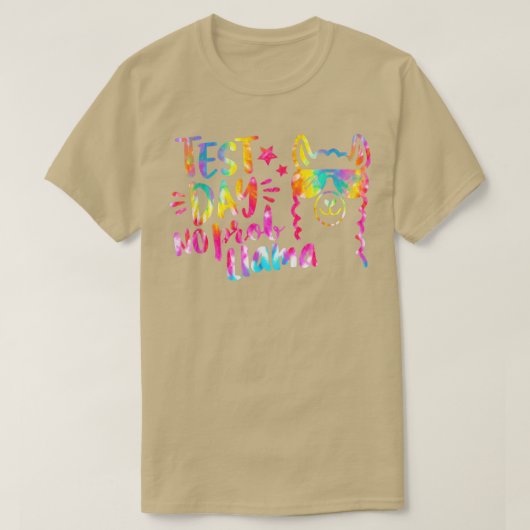 テスト日先生Tテスト日No Prob Llama絞り染め Tシャツ (デザイン正面)
