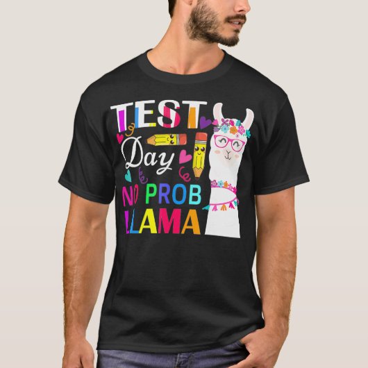 テスト日No Prob Llama先生テストおもしろい_2 Tシャツ (正面)