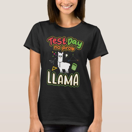 テスト日No Prob Llama先生試験テストティーチ Tシャツ (正面)