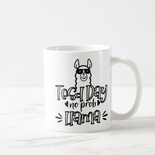 テスト日No Prob-llama Llama先生テスト日1 コーヒーマグカップ (右)