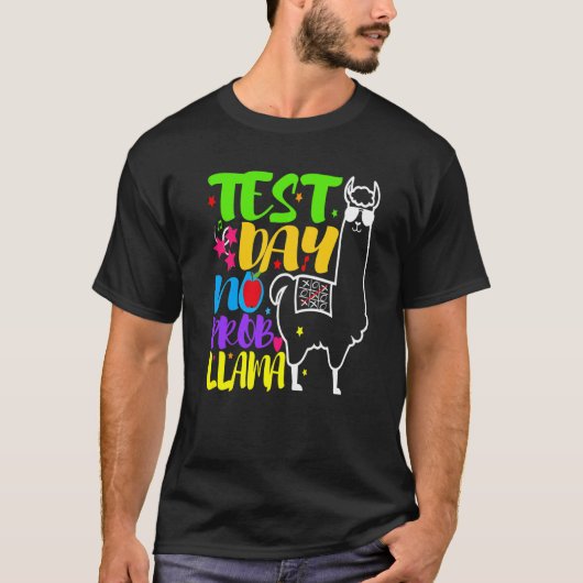 テスト日No Probllamaテスト日先生Rainbo Tシャツ (正面)