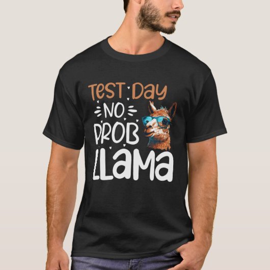 テスト日No Probllama Llamaテスト日先生 Tシャツ (正面)