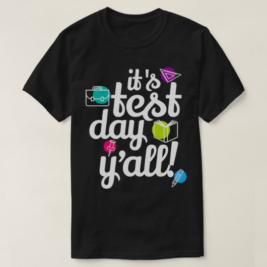 テスト試験おもしろい日先生テスト Tシャツ (デザイン正面)