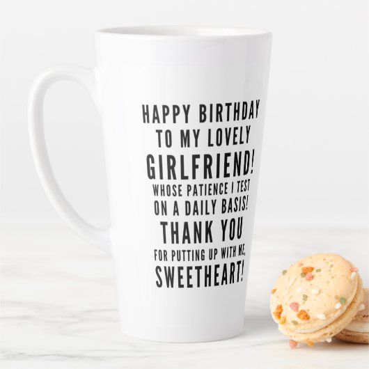 テストgirlfriends忍耐ハッピーバースデー カフェラテマグ (インサイチュ)