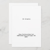 テストQ2すべてのオプション 招待状 (正面/裏面)