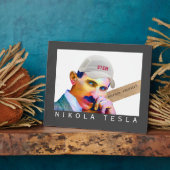 テスラおもしろいポートレートテーブルトップアート フォトプラーク (側面)