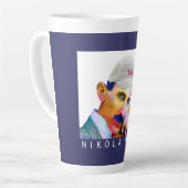 テスラおもしろいポートレート カフェラテマグ (左アングル)