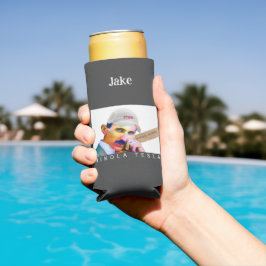 テスラおもしろいポートレート スリム缶クーラー