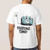 テスラおもしろい充電中 – 食べ物を与えの時間 Tシャツ (裏面)