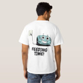 テスラおもしろい充電中 – 食べ物を与えの時間 Tシャツ (裏面フル)