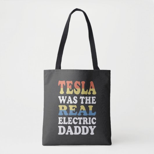 テスラは本当の電気パパ Funny EV Enthusi トートバッグ (正面)