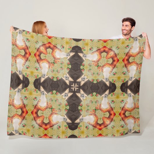 テスラサイケデリック液体マンダラキルトパターン フリースブランケット (インサイチュ)