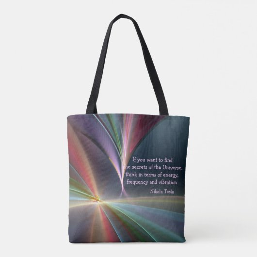 テスラ引用文シークレットオブザユニバースのパーソナライズ トートバッグ (裏面)
