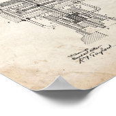 テスラ発電機の特許 – 古い外観 ポスター (角)