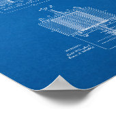 テスラ電磁電動機の特許 – 青写真 ポスター (角)