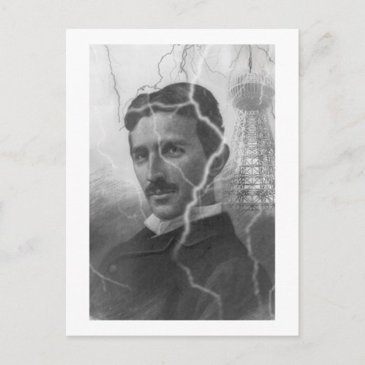 テスラ、稲妻マン ポストカード (正面)