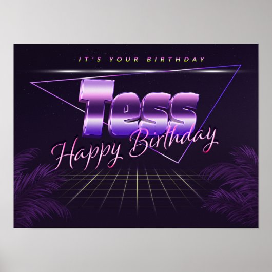 テス名Vorname lila retroポスターGeburtstag ポスター (正面)
