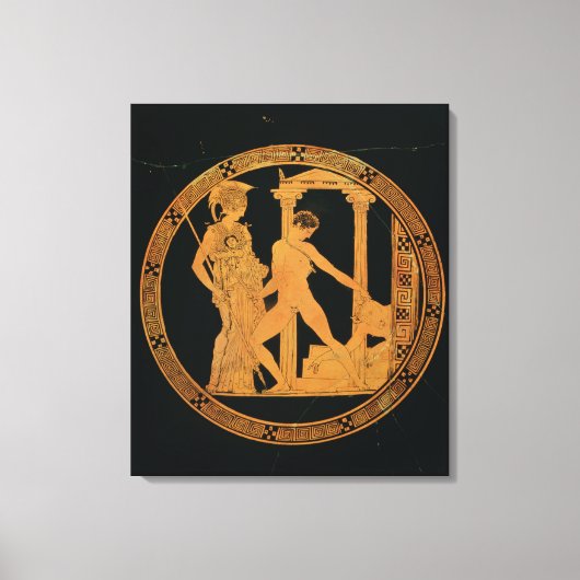 テセウス・アテナを描いた赤姿カップ キャンバスプリント (正面)