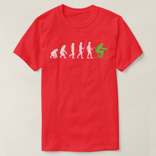 テックおもしろいサポートIT向け進化おたく科学 Tシャツ (デザイン正面)